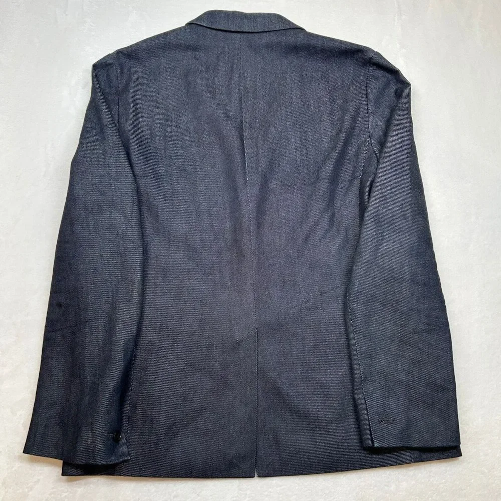 H&M Slim Fit Denim Sport Coat Mens 40R 40 Blue Dark Jean‎